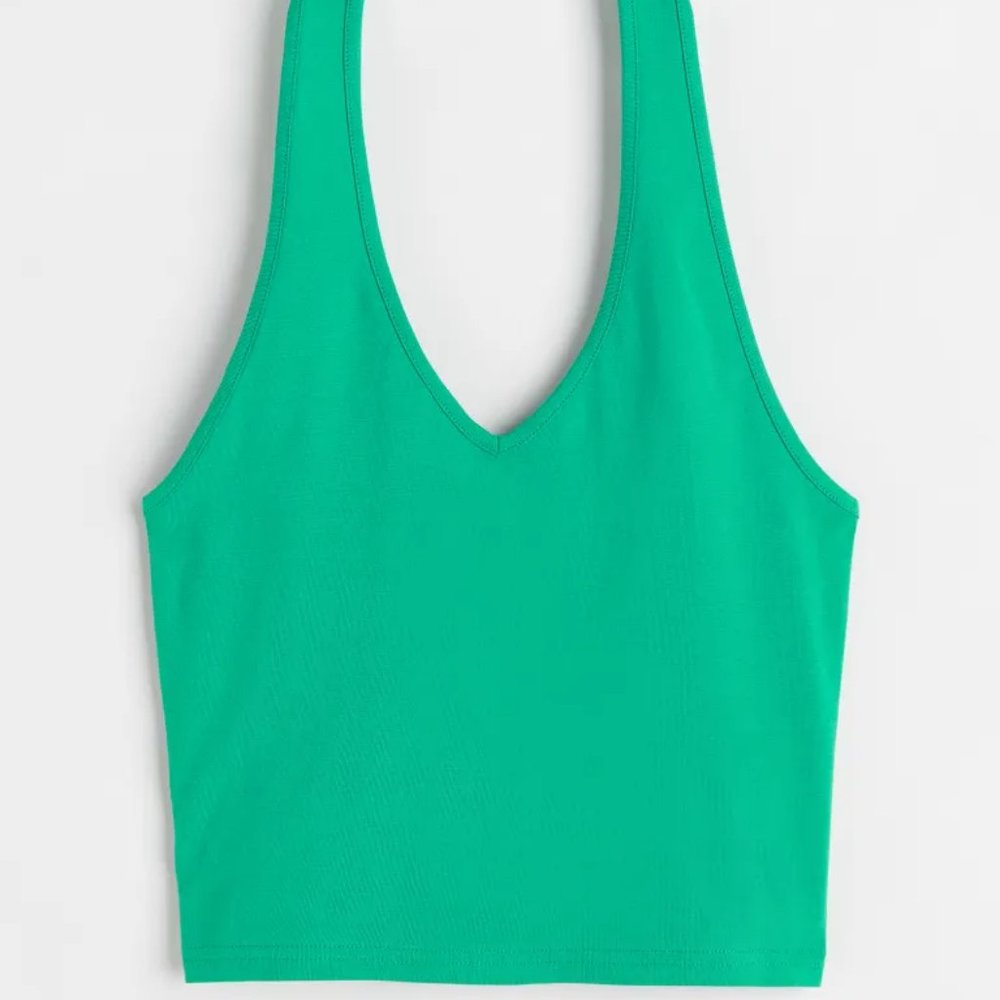 H&M Green Eyelet Halter Crop Top for Women S, M